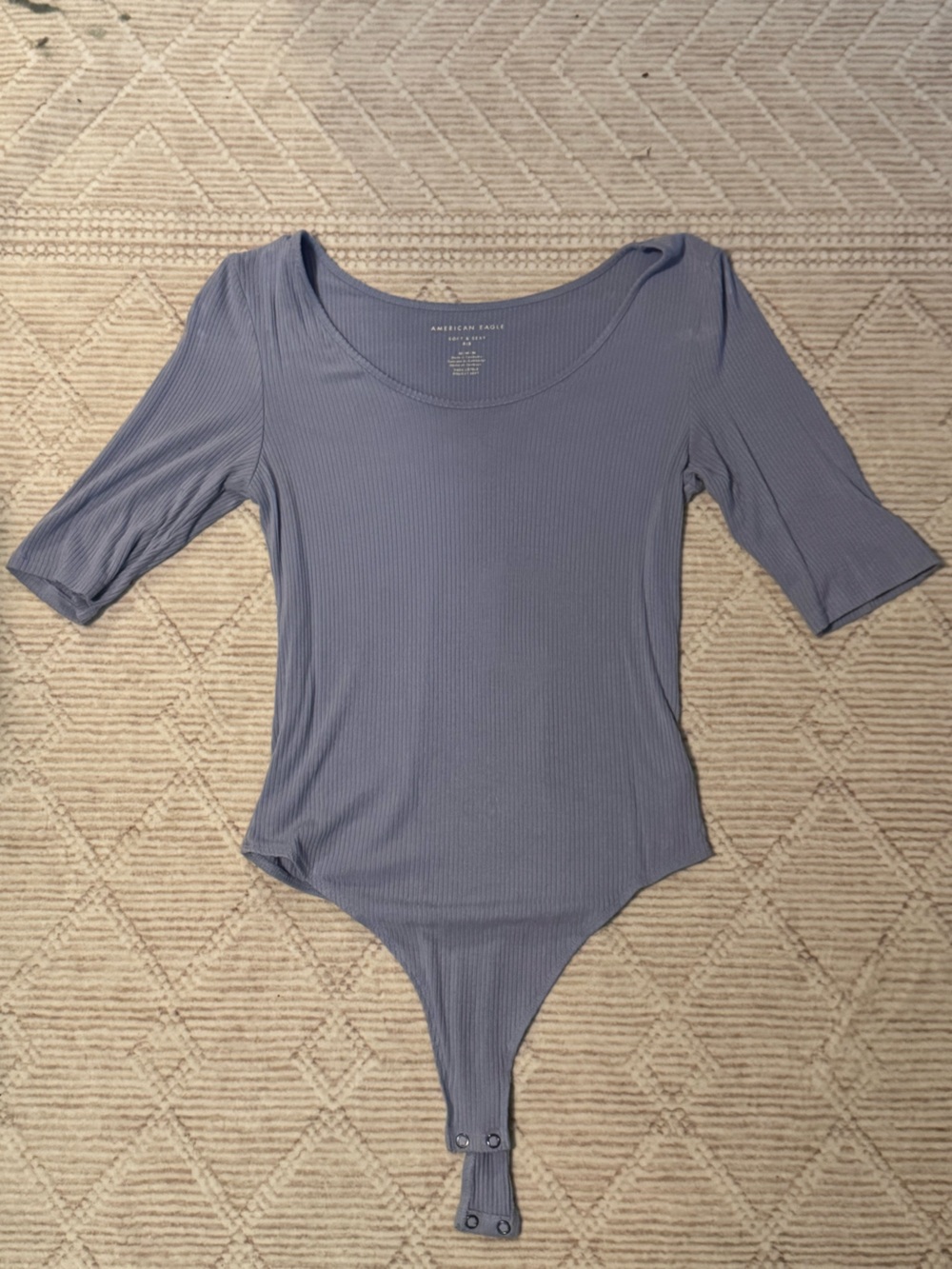 American Eagle Outfitters Ribbed Scoop Neck Bodysuit in Dusty Blue